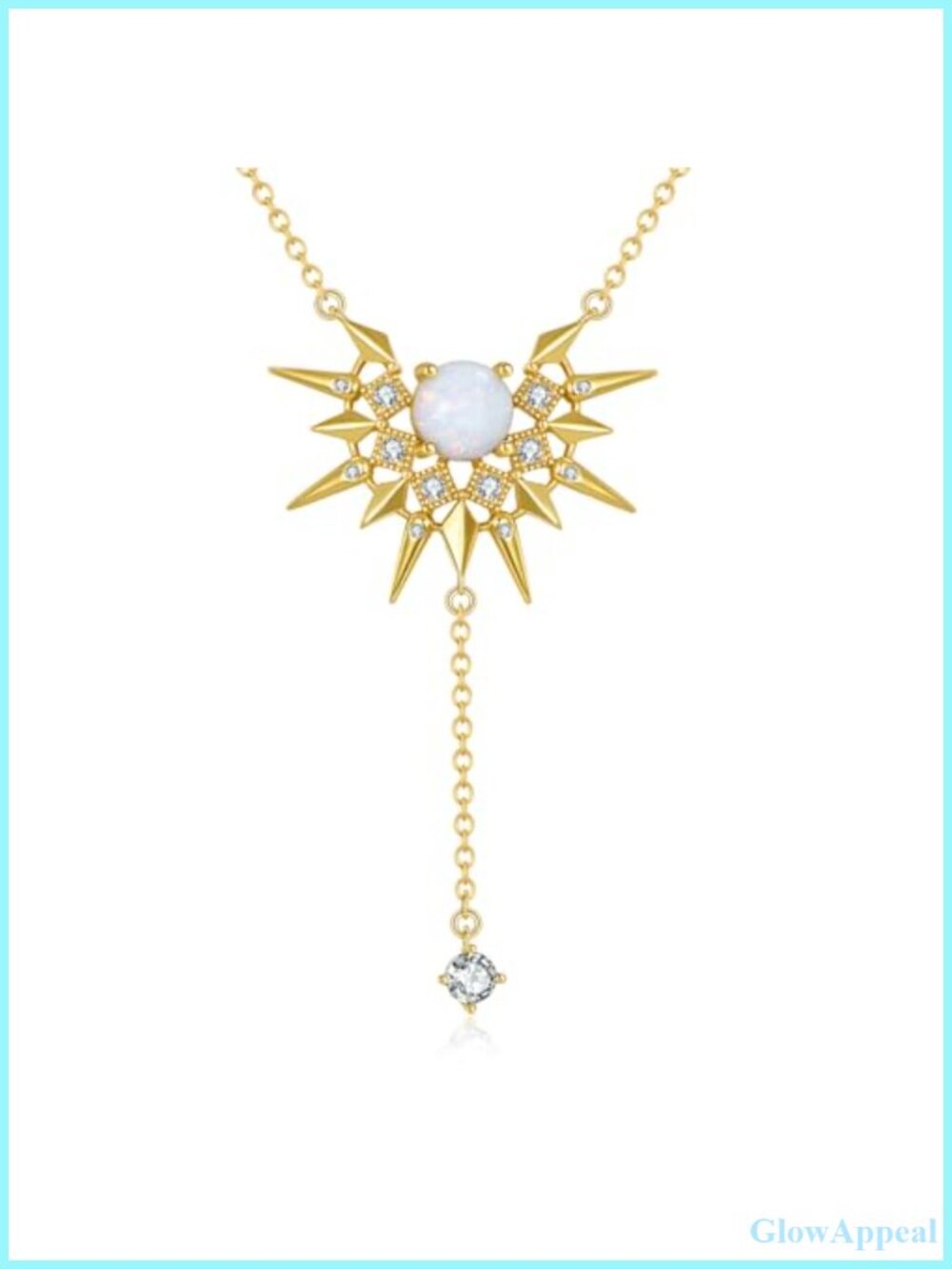 Moissanite Opal Sun Y-Necklace 925 Sterling Silver 18k Gold Plated